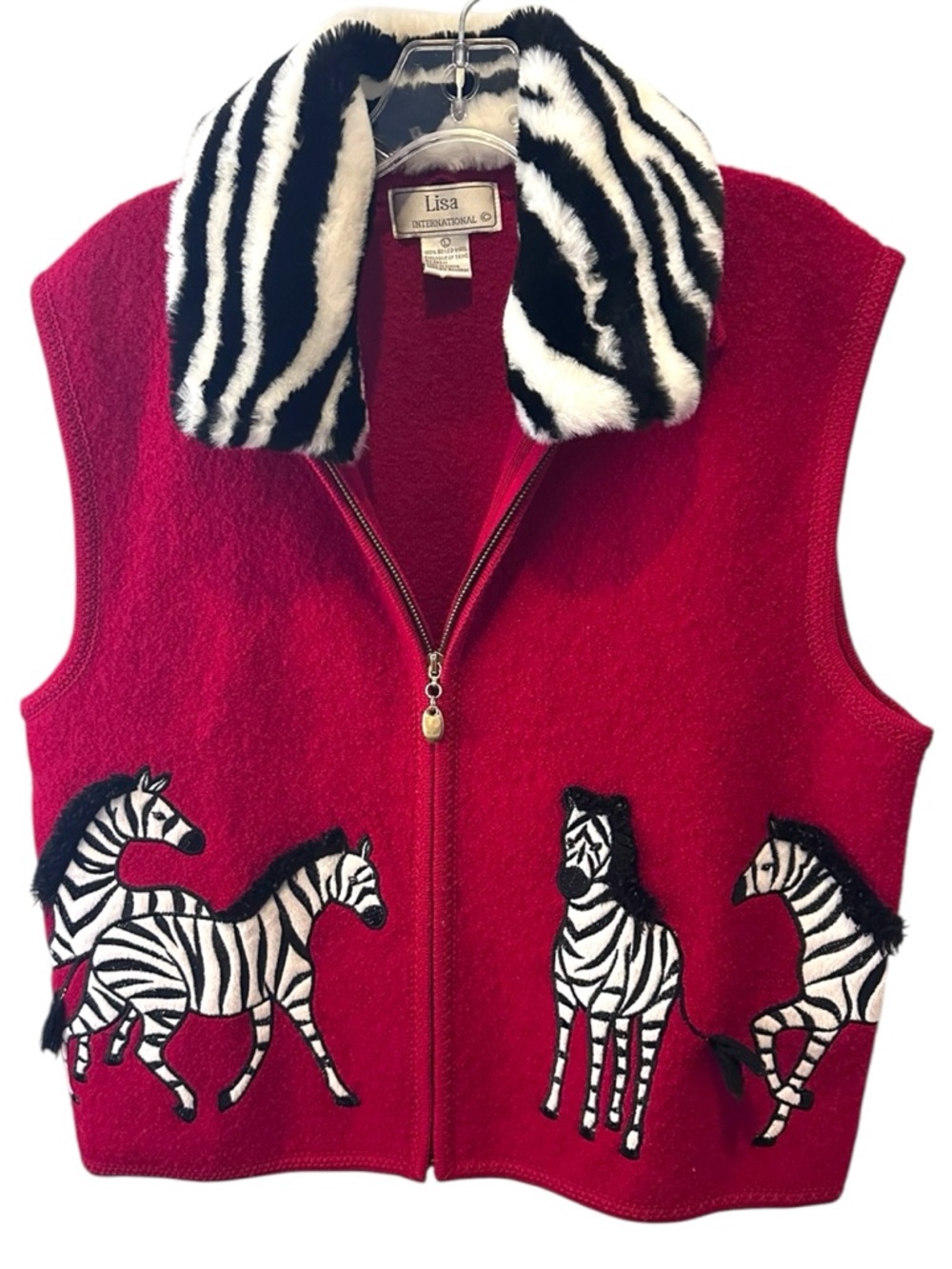 Lisa International Vintage Zebra Theme 100%
Boiled Wool. Zip up removable collor